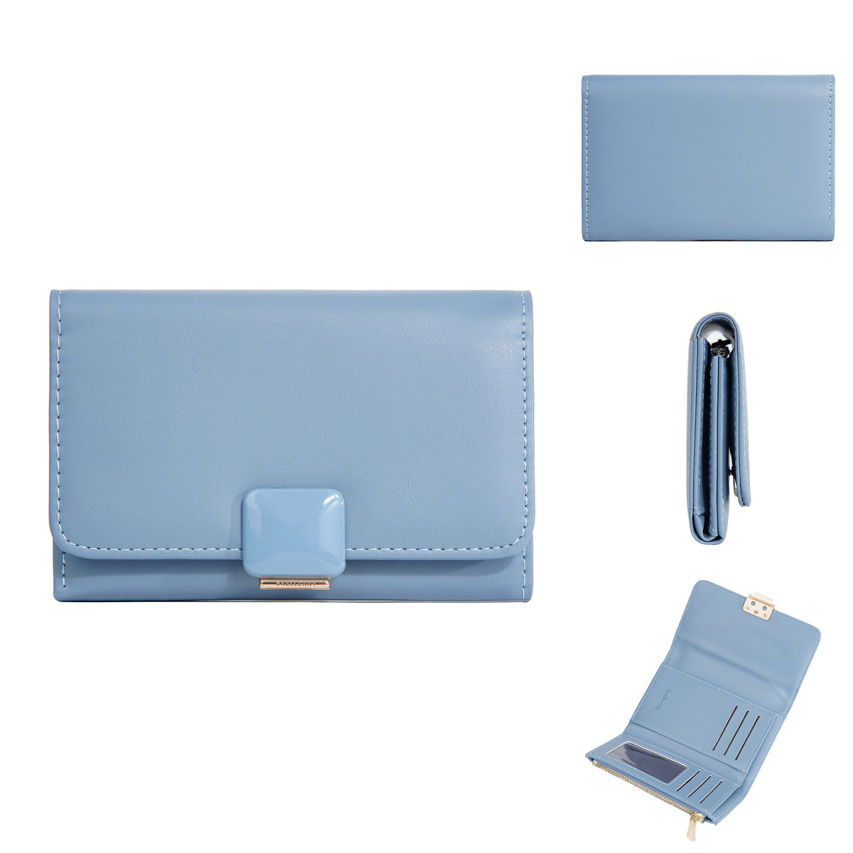 Women's Korean Style Multiple Slots Zipper Mid-length Coin Purses