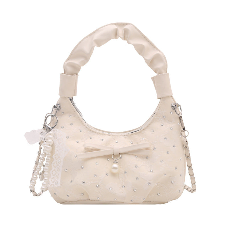 Women's Diamond Bow Western Style Chain Pleated Handbags