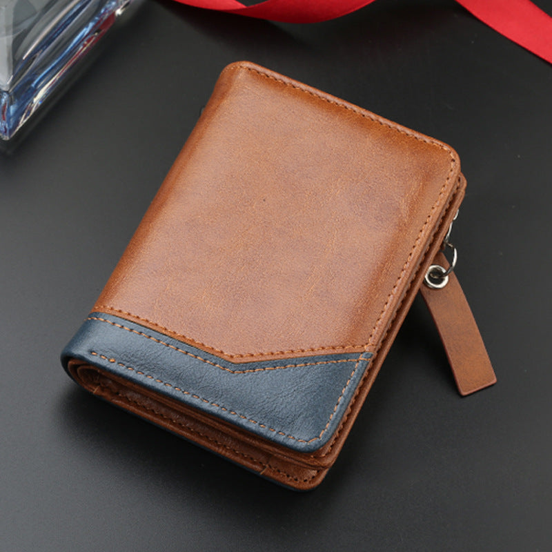 Men's Retro Simple Short Chic Green Large Men's Wallets