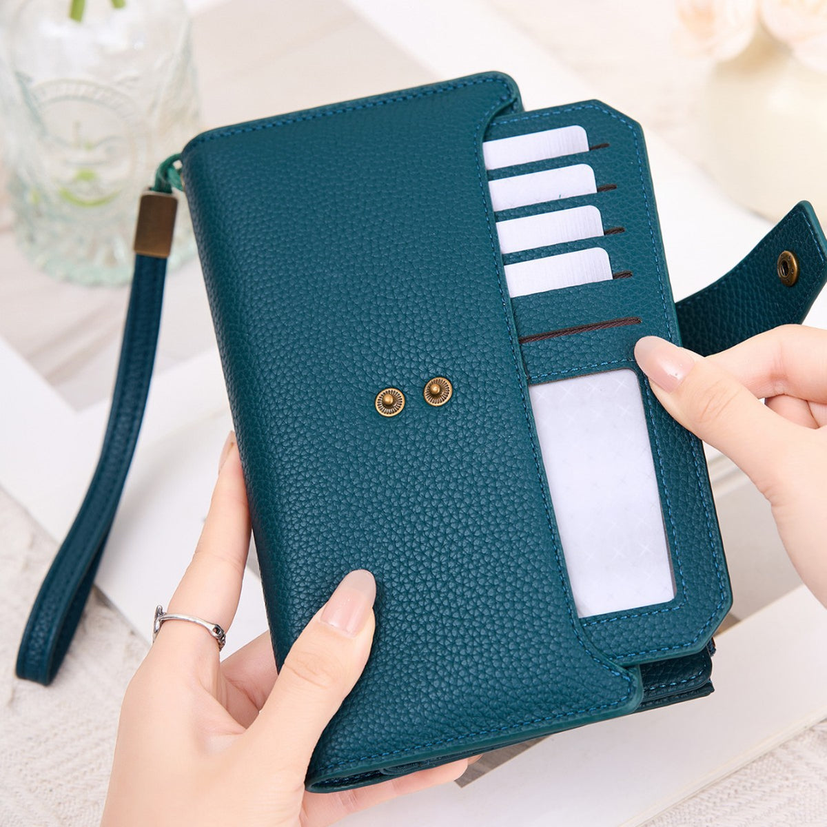 Women's Lychee Pattern Soft Leather Clutch Fashion Ladies Wallet