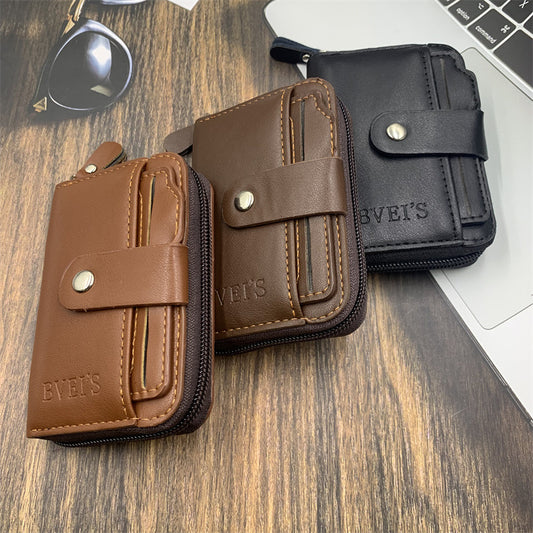 Men's Short Business Expanding Soft Sheepskin Pattern Men's Wallets