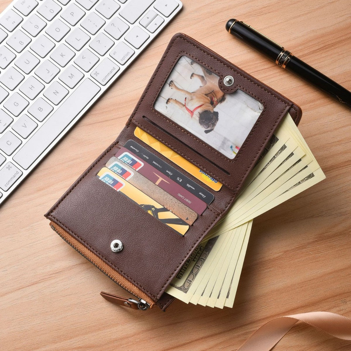 Women's & Men's Short Korean Zipper License Men's Wallet