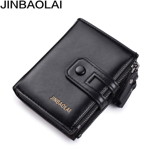 Men's Durable Vintage Multifunctional Double Zipper Men's Wallets