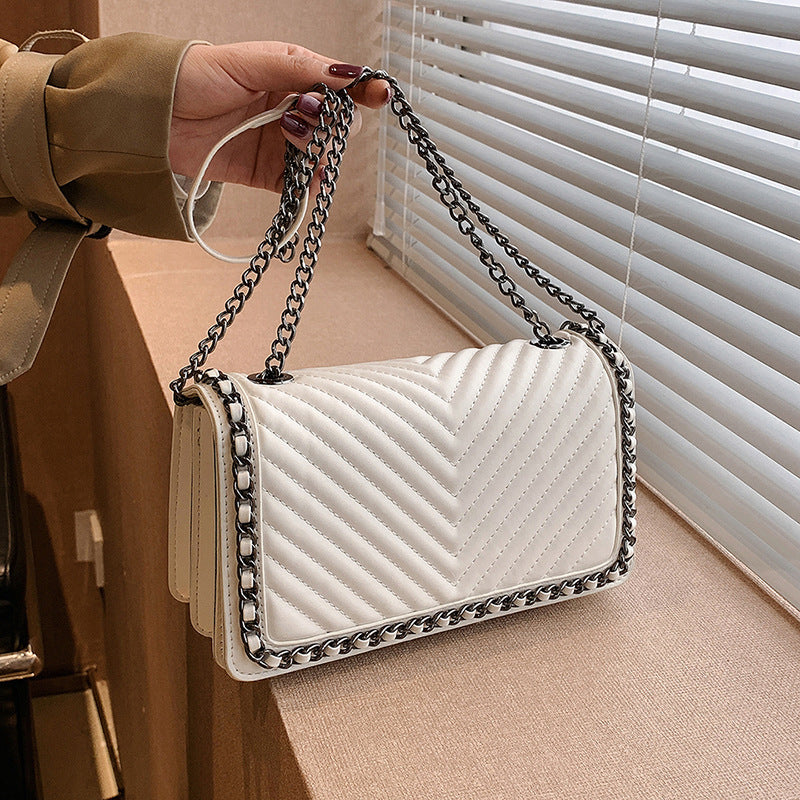 Women's Fashion Solid Color Chain Rhombus Women's Shoulder Bag