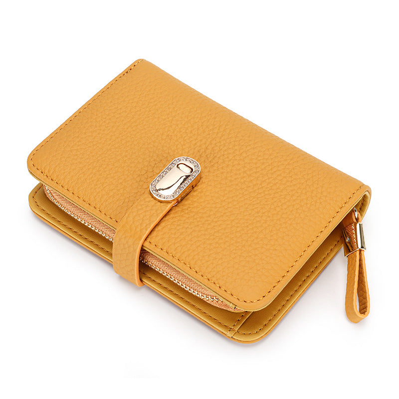 Women's Short Leather Zipper Multi Slots Large Capacity First Layer Ladies Wallet