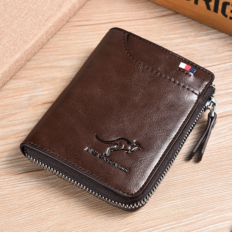 Men's Short Zipper Multiple Slots Swiping Multifunctional Men's Wallets