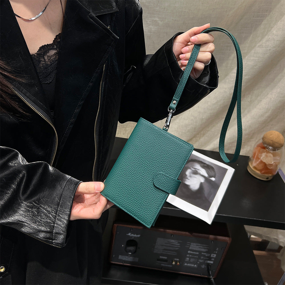 Women's Top Layer Cowhide Multifunctional Halter Passport Cover Document Genuine Ladies Wallet