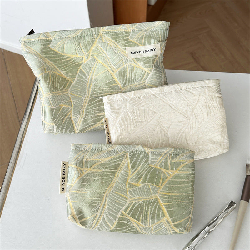 Simple Solid Color Leaves Storage Portable Hand Bags