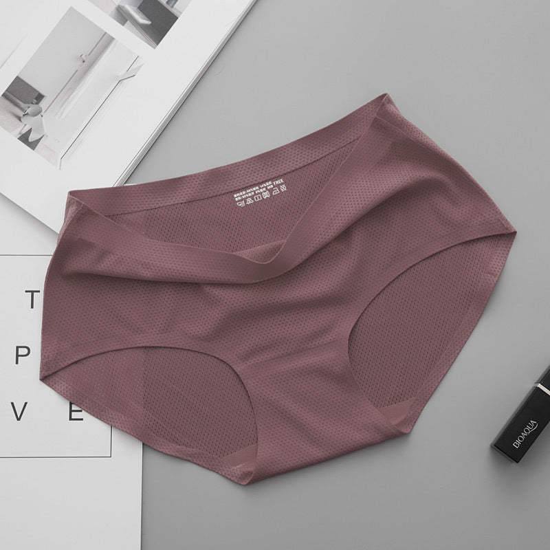 Women's Hole Ice Silk Seamless One-piece Underwear Panties