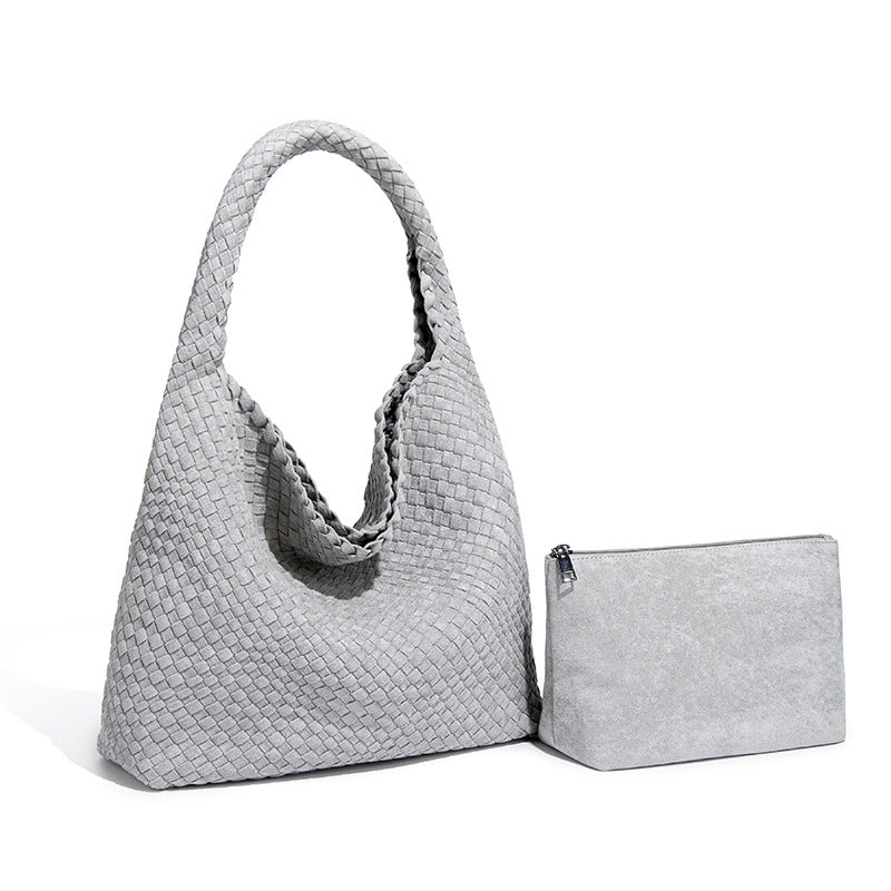 Women's Handmade Woven Idle Style Single Underarm Bucket Bags