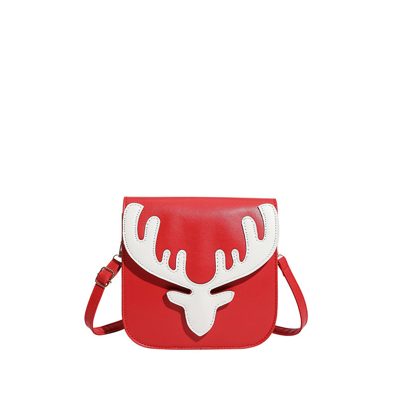 Women's Christmas Red Elk Antlers Holiday Atmosphere Single Women's Shoulder Bag