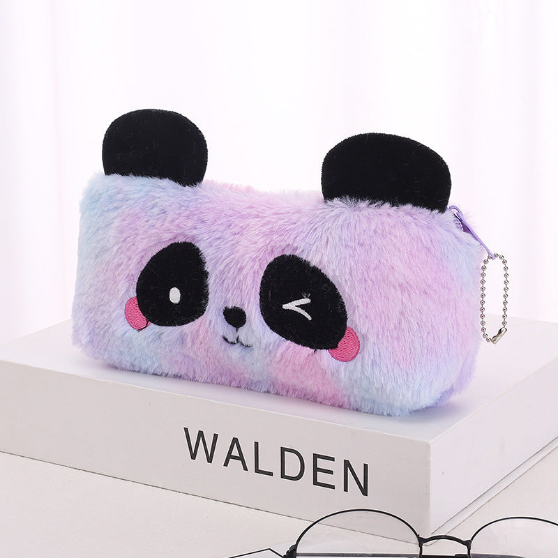 Lesser Panda Gradient Plush Zipper Pencil Creative Bags