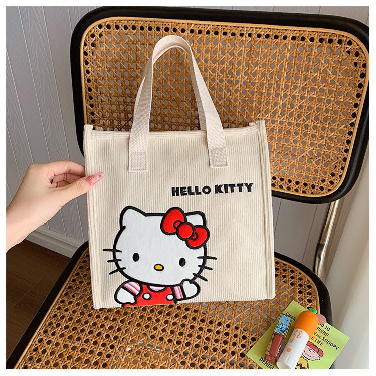 Women's Corduroy Cartoon Wash Portable Hand For Handbags