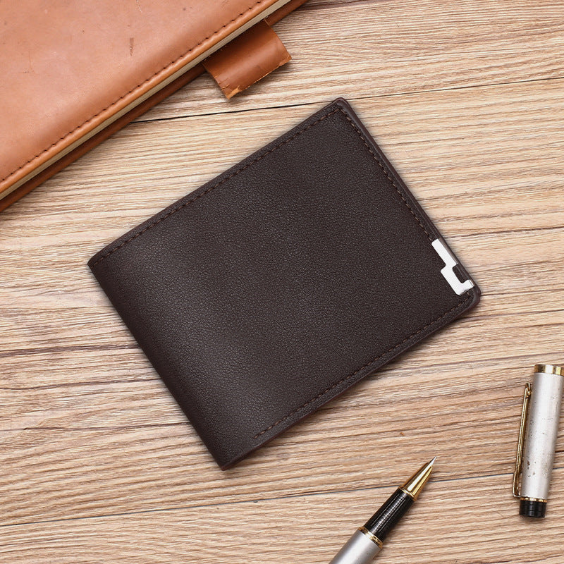 Men's Korean Style Blue Iron Edge Horizontal Vertical Card Holder
