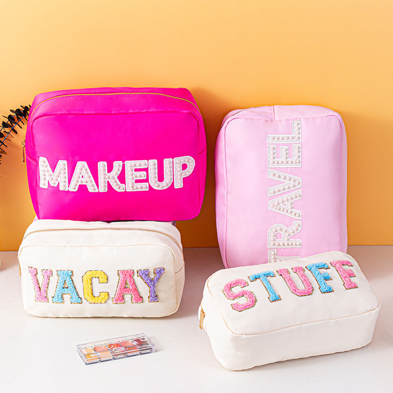 Lettered Make-up Portable Large Capacity Storage Nylon Breathable Makeup Bag
