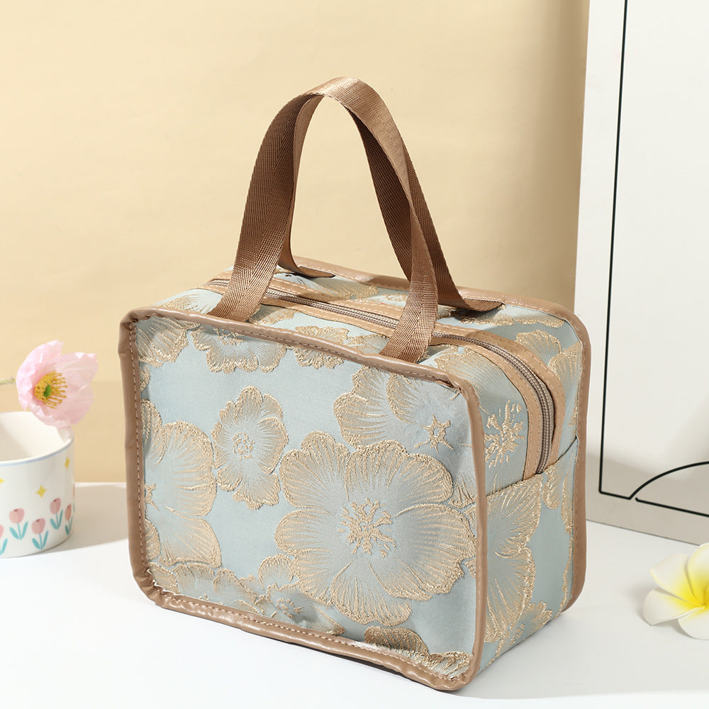 Vintage Flower Fashion Clutch Large Capacity Portable Makeup Bag