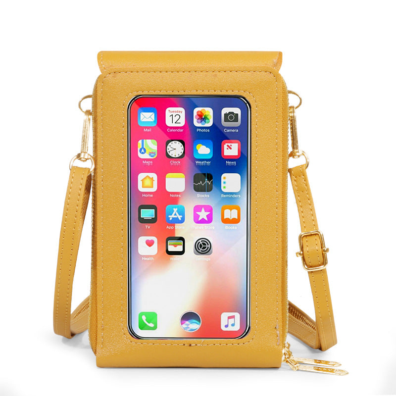 Women's Fashionable Leather Touch Screen Mobile Retro Solid Bags