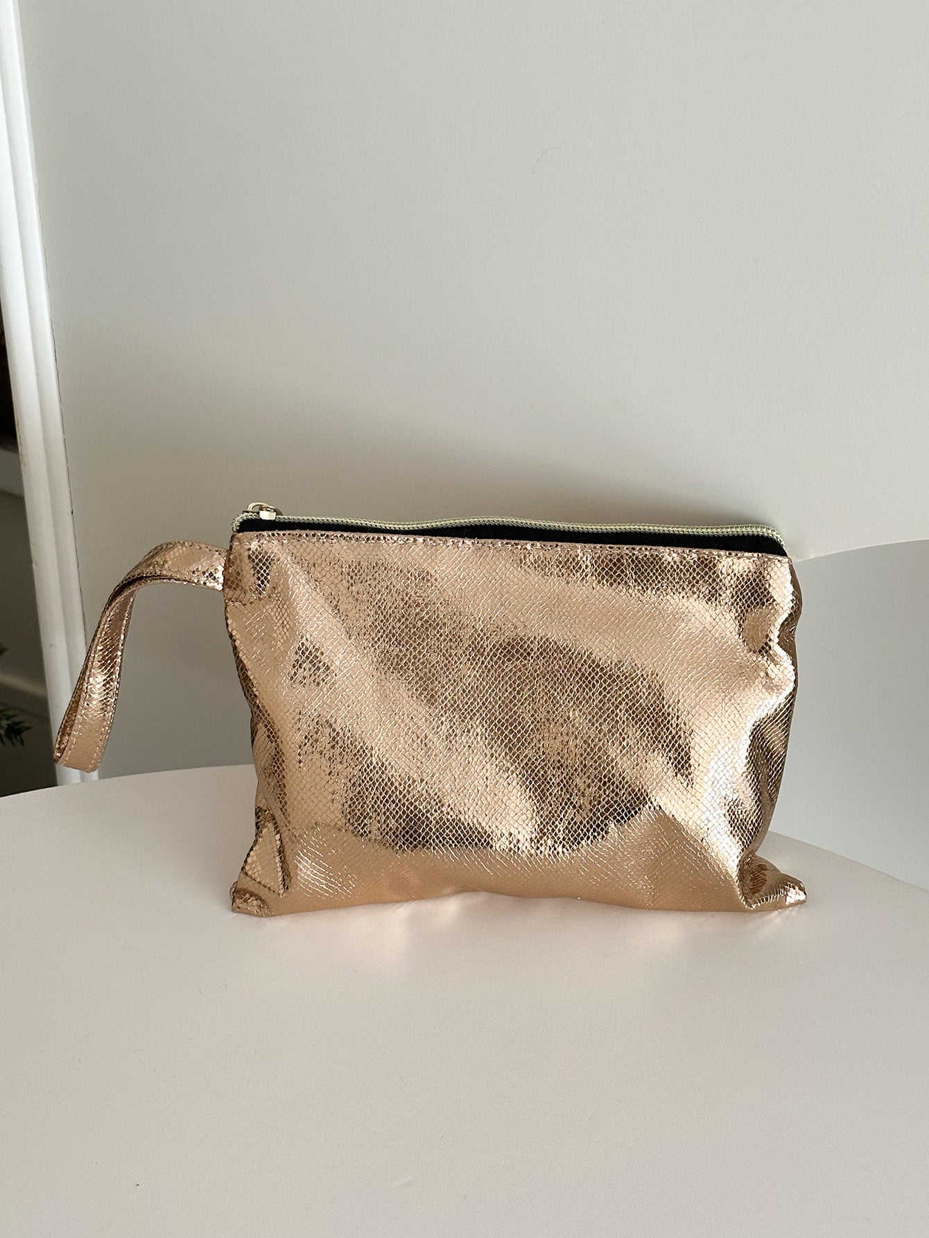 Hand Carrying Waterproof Portable Toiletry Snakeskin Pattern Pu Handbags