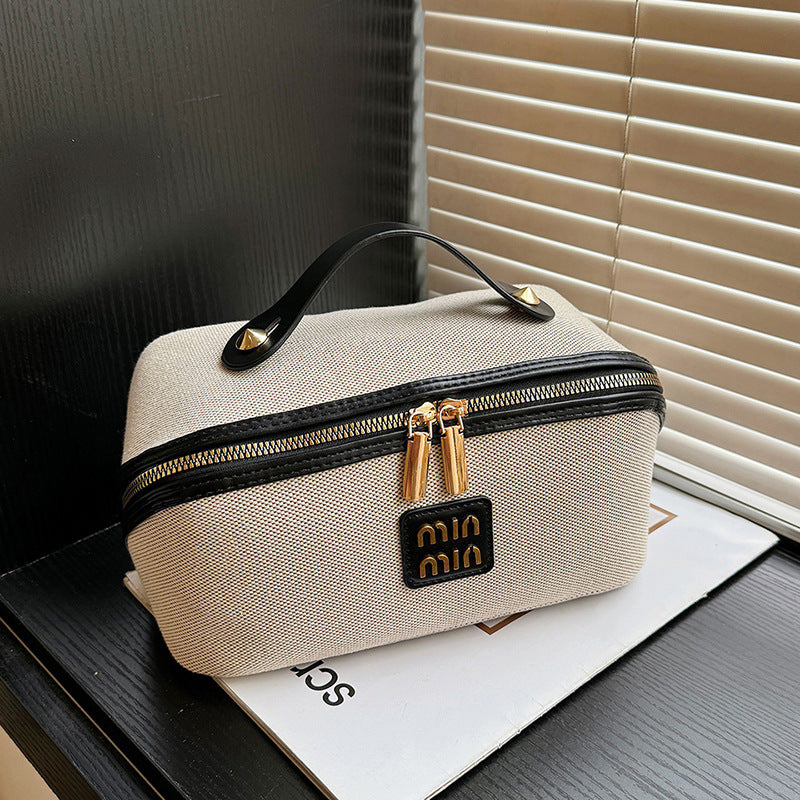 Retro Tile Large Capacity Portable Cosmetics Storage High-grade Makeup Bag