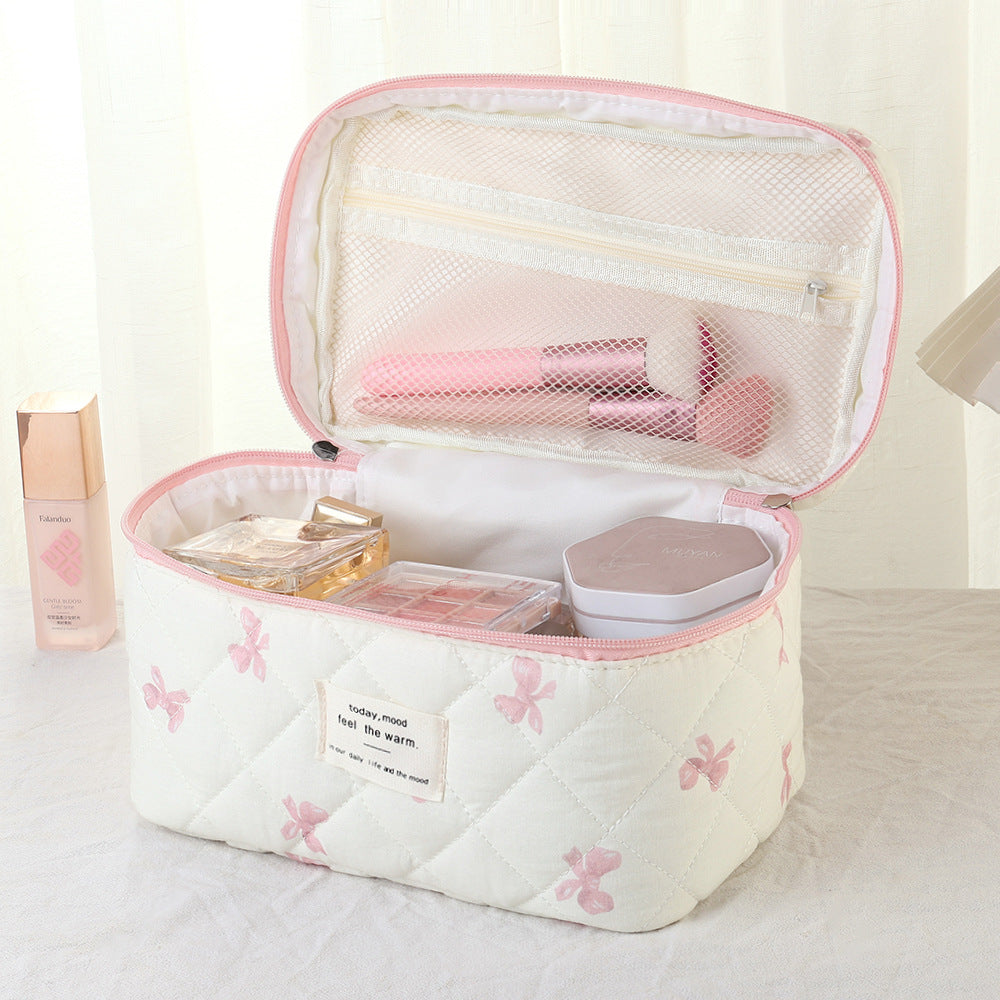 Direct Sale Portable Vertical Large Capacity Partition Storage Makeup Bag