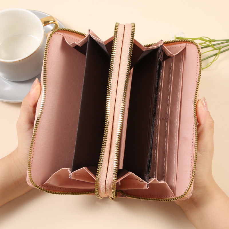 Women's Fashion Double Zipper Long Printed Clutch Multiple Slots Large Capacity Ladies Wallet