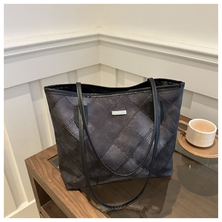 Women's Simple Rhombus Large Capacity Texture Pendant Summer Western Style Women's Shoulder Bag