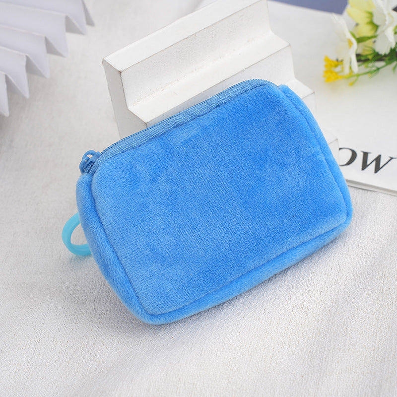 Glamorous Color Candy Plush Earphone Simple Coin Purses