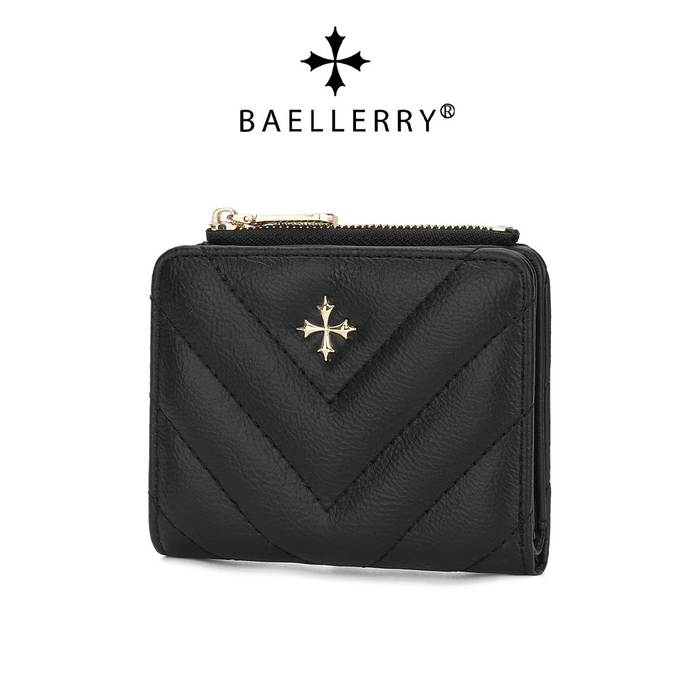 Women's Korean Short Zipper With Multi Stitching Ladies Wallet