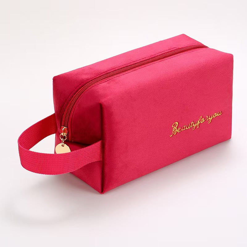 Plush Good-looking Storage Flannelette Large Capacity Embroidery Cosmetic Bags