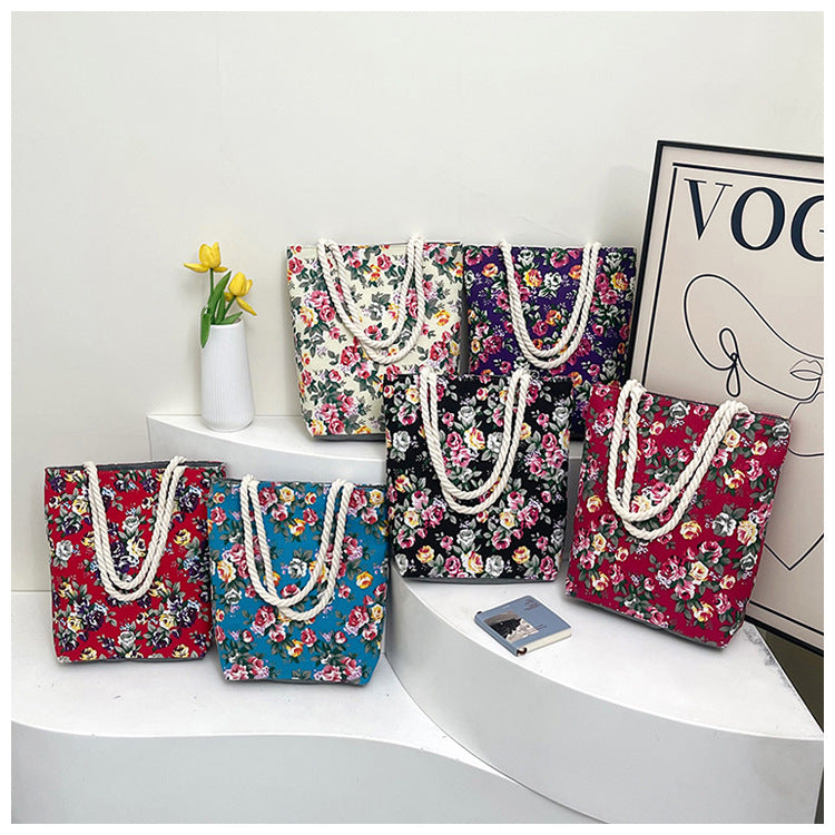 Women's Printed Canvas Floral Cloth Ethnic Style Women's Shoulder Bag