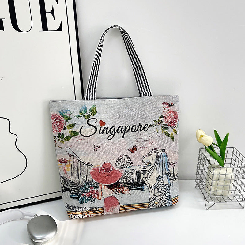 Group Purchase Large Canvas Business Live Cartoon Animal Elephant Shoulder Bags