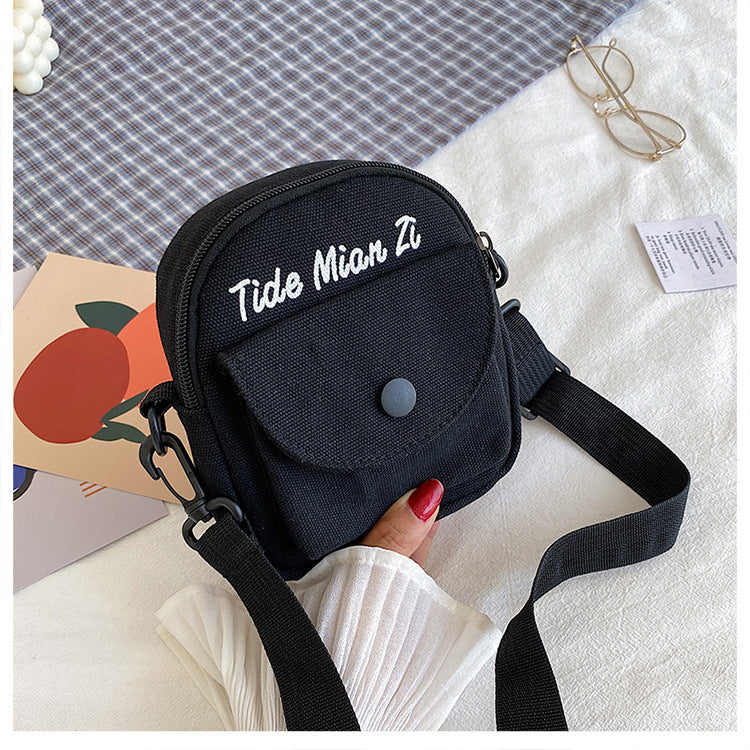 Women's Cartoon Cute Letters Canvas Summer Mobile Women's Shoulder Bag