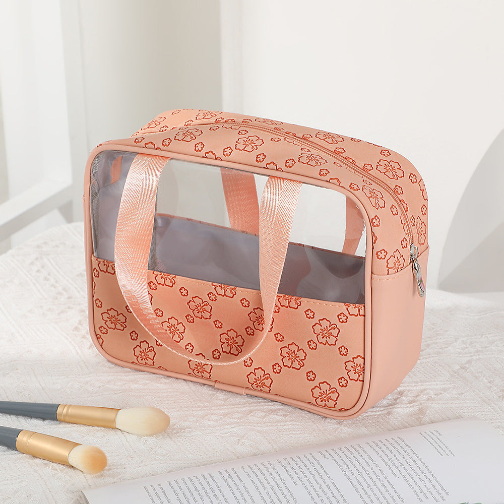 Women's Large Capacity Retro Embossing Storage Portable Outing Makeup Bag
