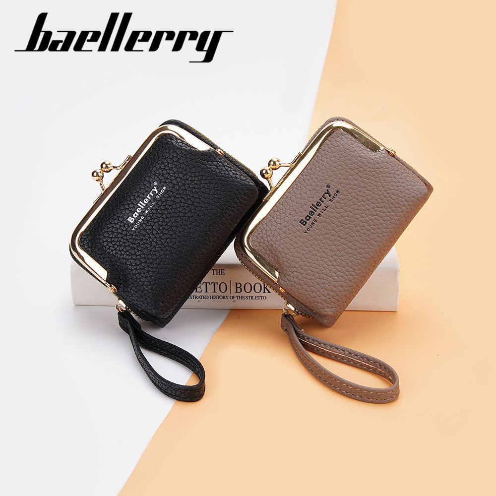 Women's Korean Lychee Pattern Zip Organ Mini Card Holder