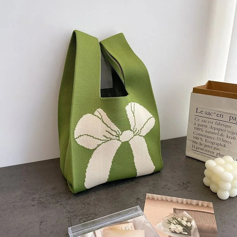Slouchy Woolen Yarn Fashion Simple Bow Handbags