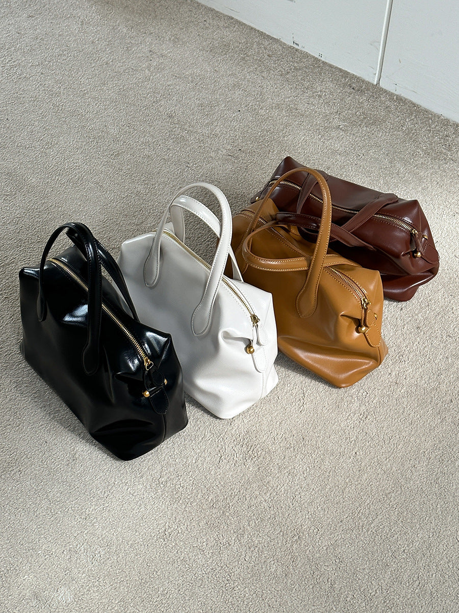 New High-grade Large Capacity Zipper Leather Handbags