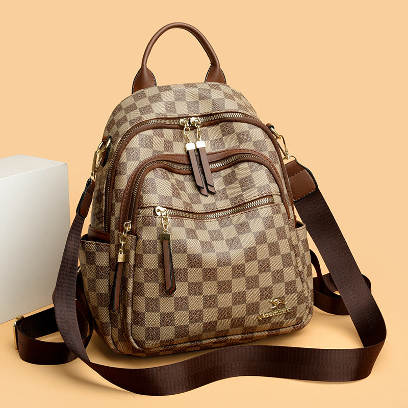 Women's Millennium Kangaroo Chessboard Plaid Texture Women's Shoulder Bag
