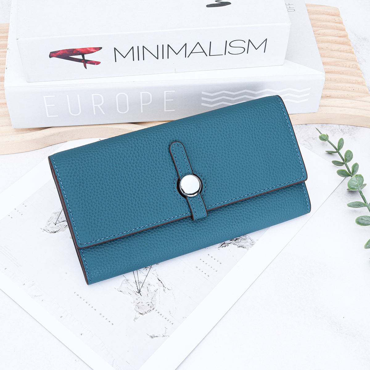 Women's Fashion Long Genuine Leather Design Clutch Large Ladies Wallet
