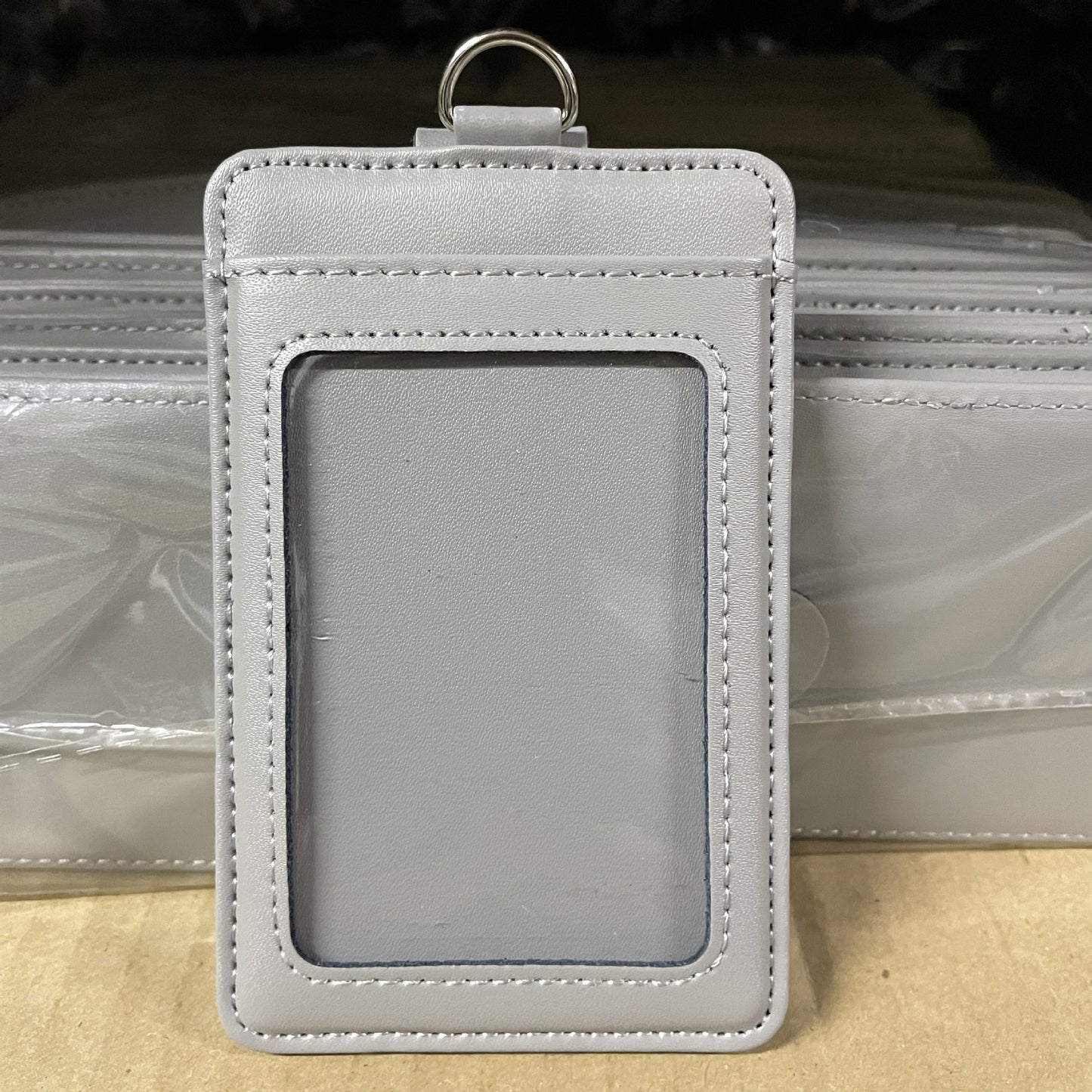 Leather Vertical Badge Lanyard Sling Bus Card Holder