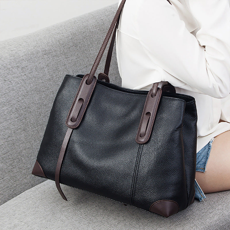Women's Large Capacity Mom High-grade Genuine Leather Big Women's Shoulder Bag
