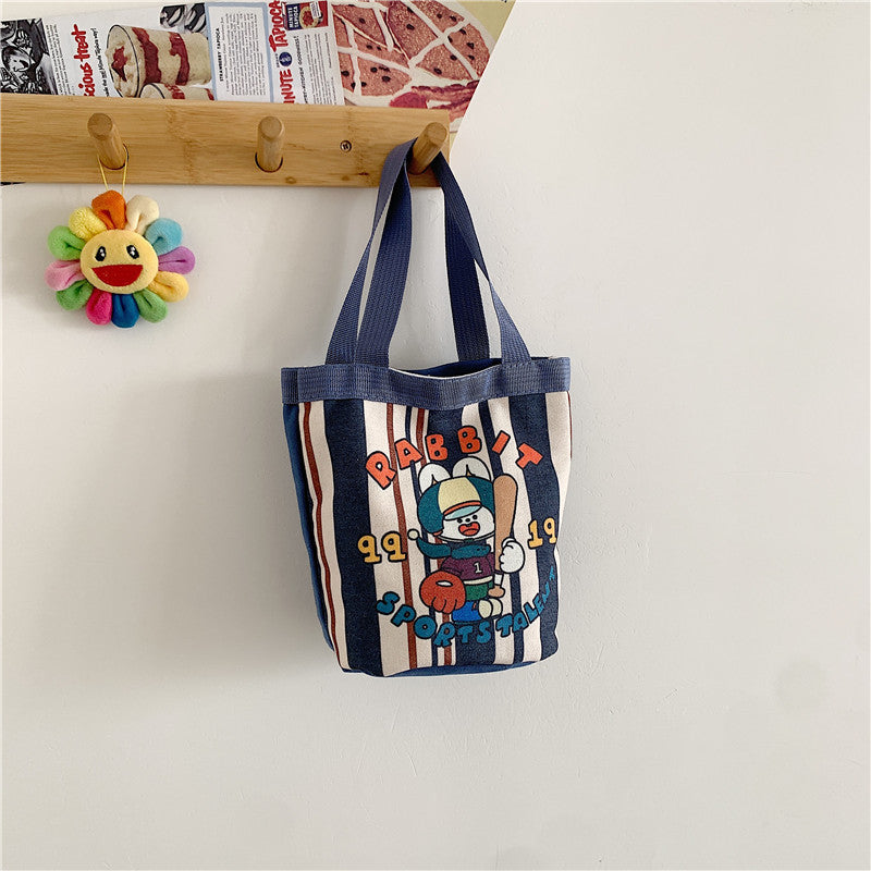 Cute Iti Printing Round Canvas Lunch Korean Style Handbags