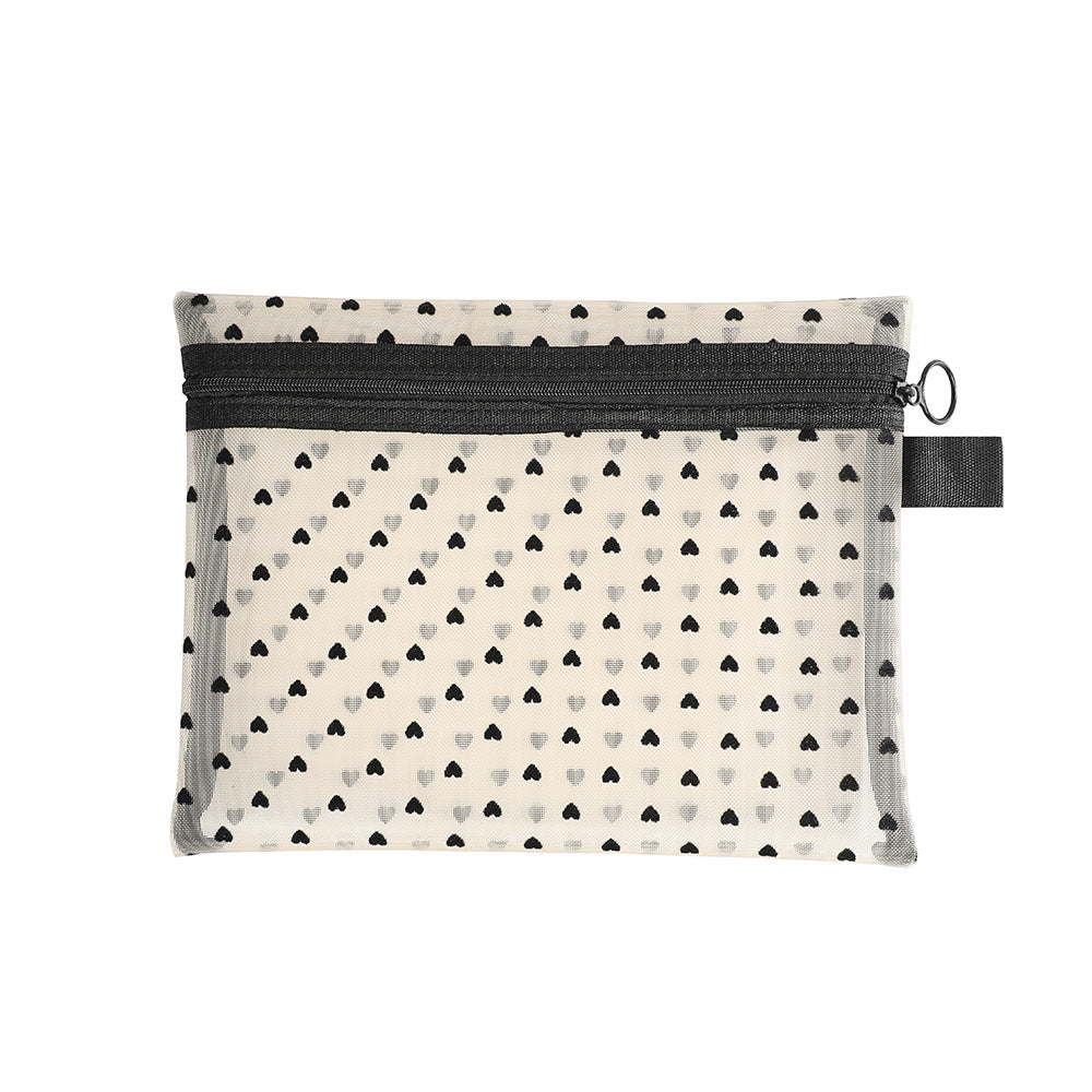 Graceful Portable Love Mesh Style Carry-on Cosmetic Bags