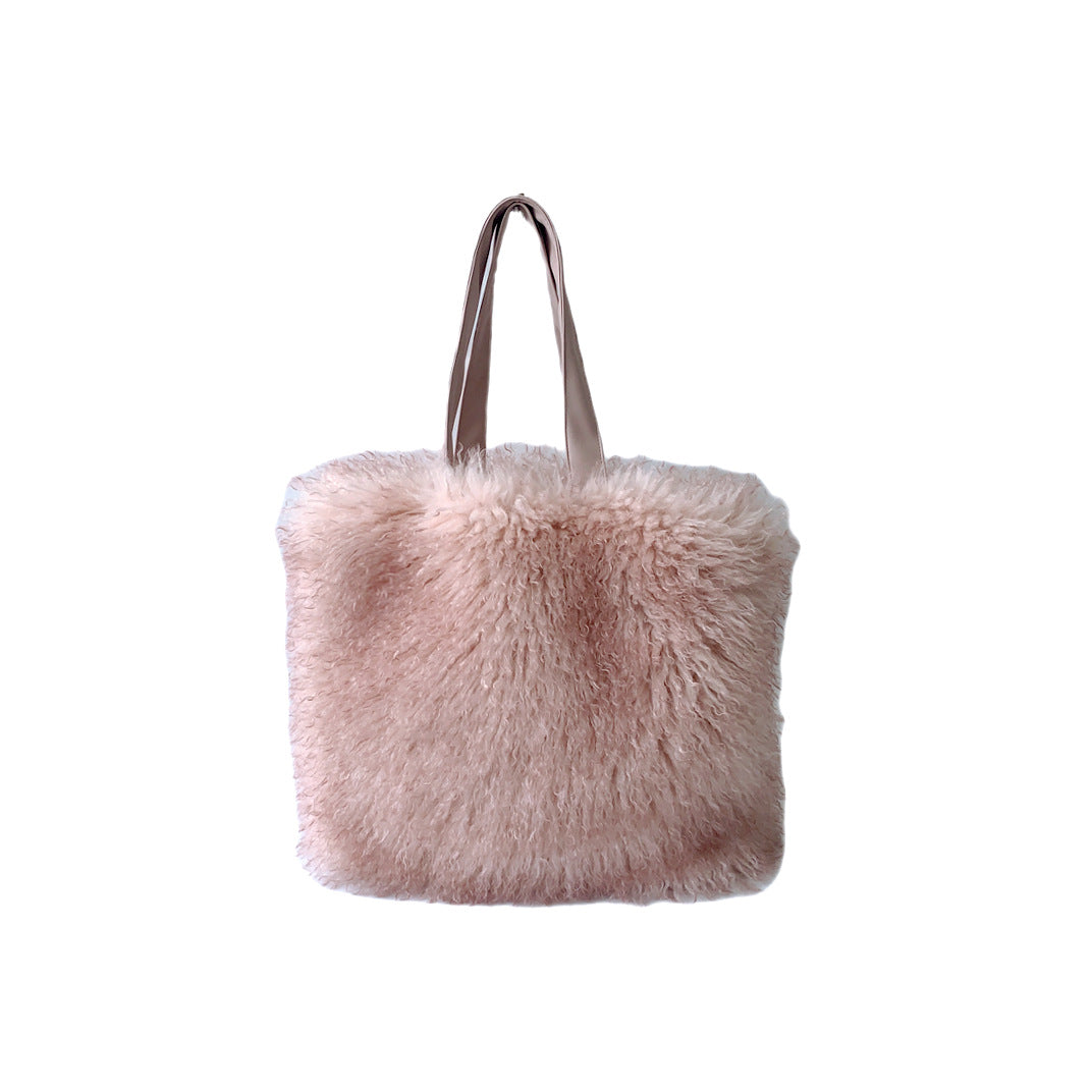 Women's Imitated Tibet Sheep Fur Gradient Color Handbags