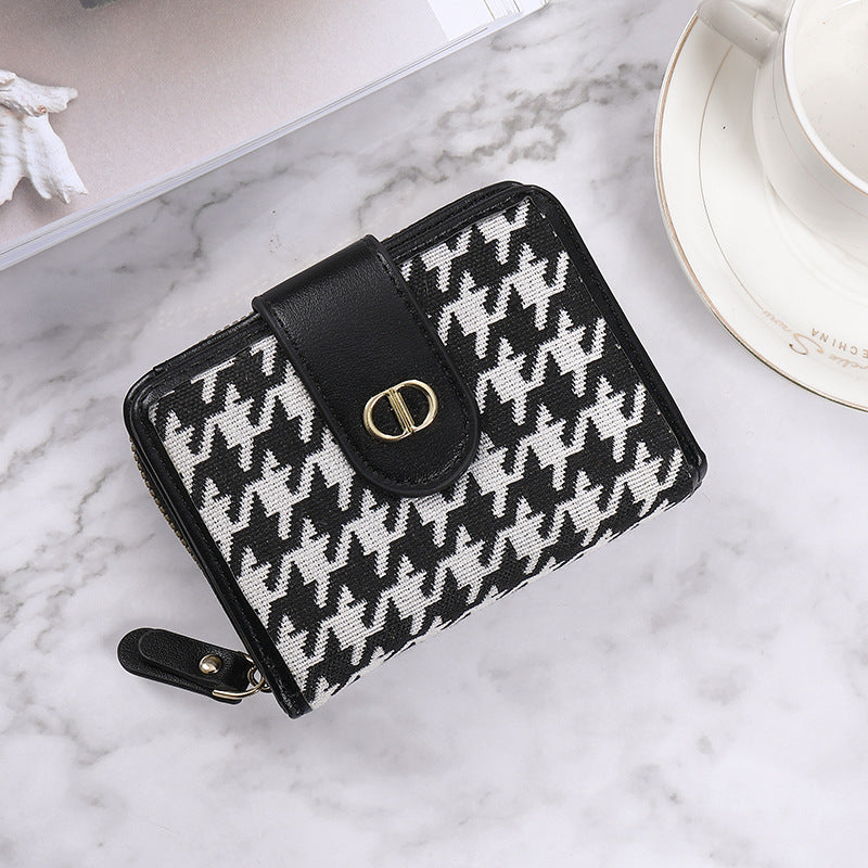 Women's Light Luxury Short Canvas Multiple Slots Ladies Wallets