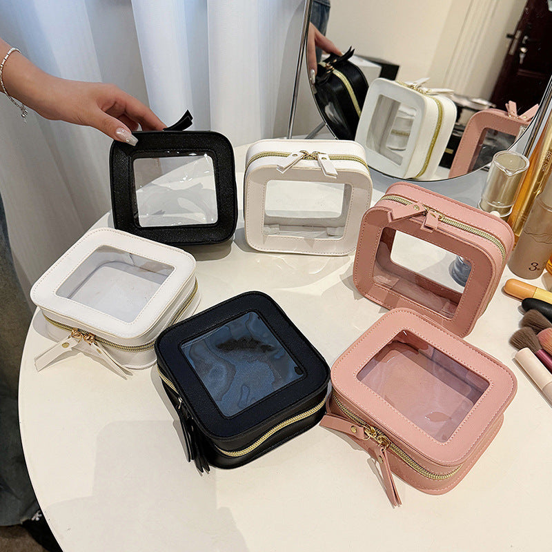 Innovative White Simple Fashion Transparent Storage Makeup Bag