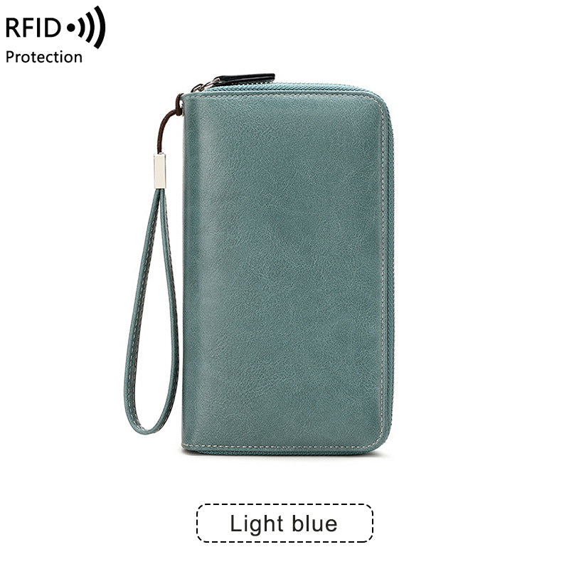 Double Layer Zipper Large Capacity Long Portable Card Holder