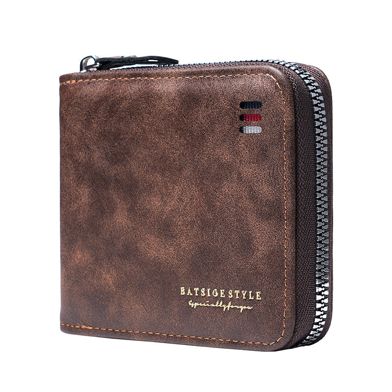 Men's Vintage Zipper Short Multiple Slots Fashion Men's Wallets