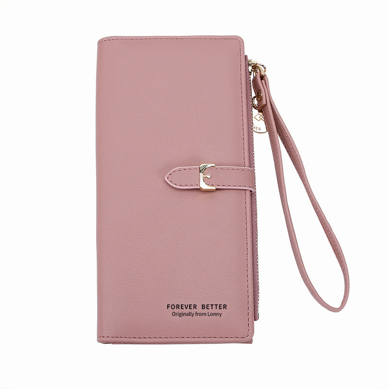 Women's Korean Solid Color Large Capacity Wrist Ladies Wallets