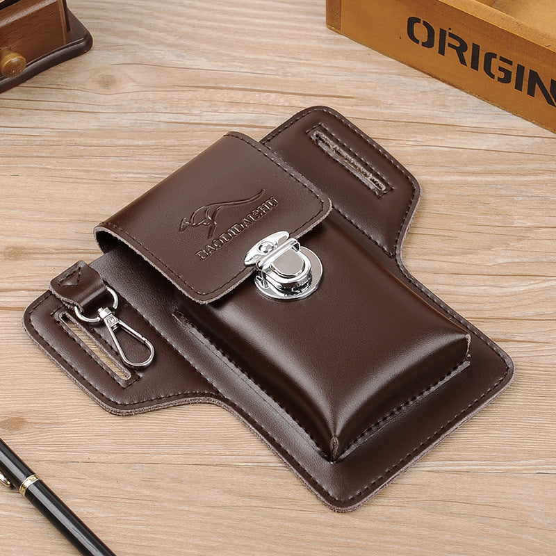 Popular Men's Cattle Leather Mobile Summer Men's Waist Packs
