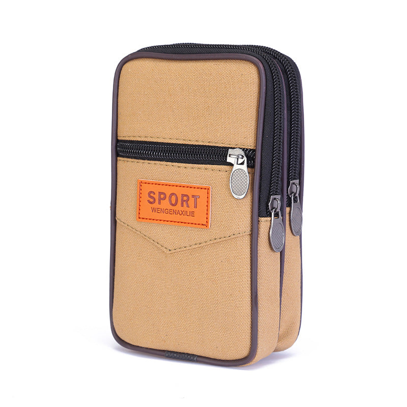 Women's & Men's & Canvas Zipper Running Cell Construction Men's Waist Packs